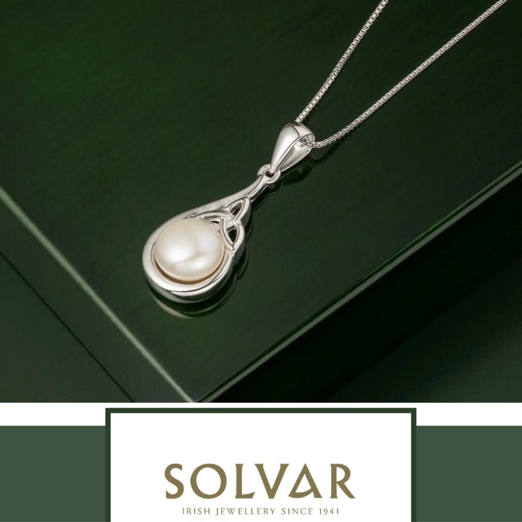 Freshwater Pearl Sterling Silver Trinity Knot Necklace
