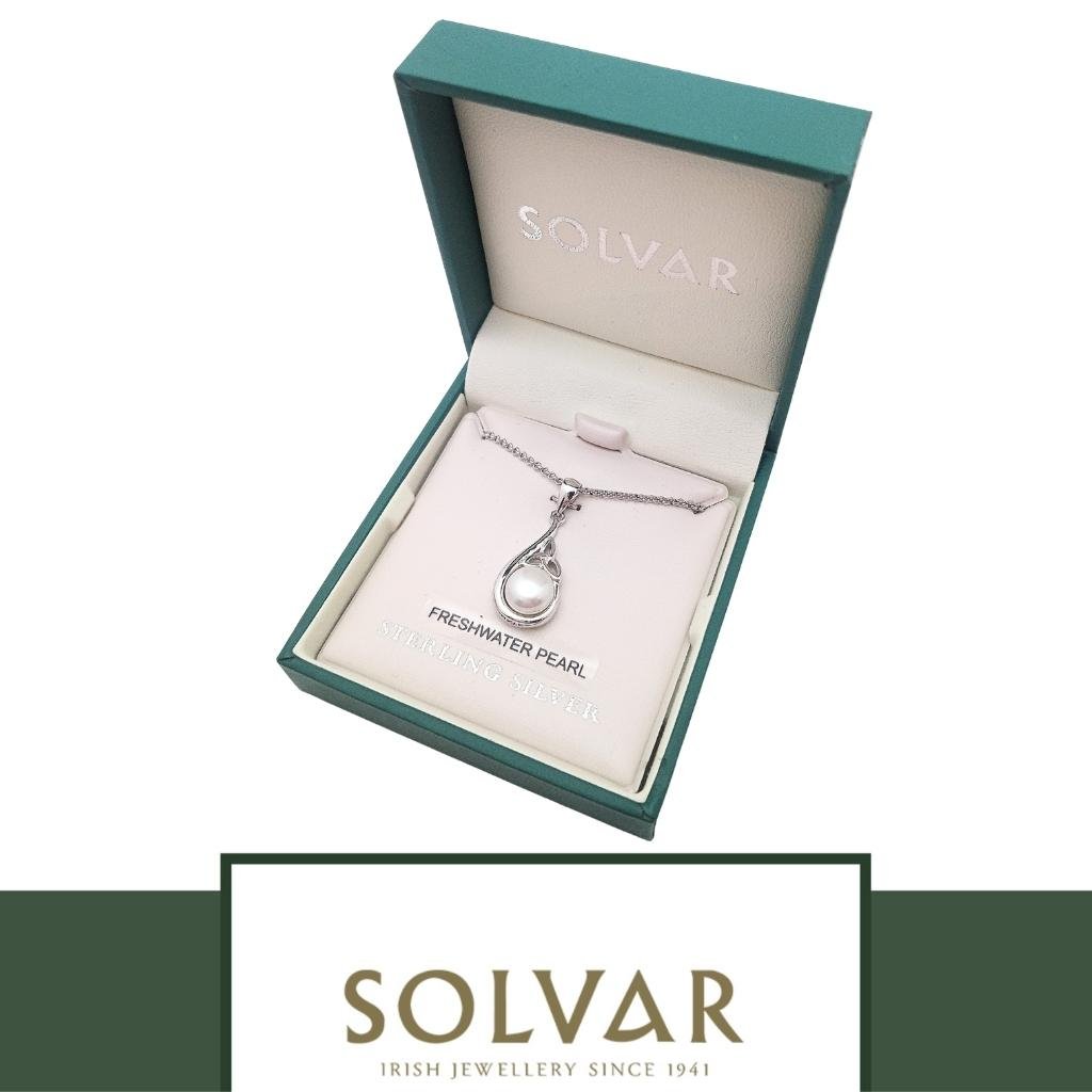 Freshwater Pearl Sterling Silver Trinity Knot Necklace