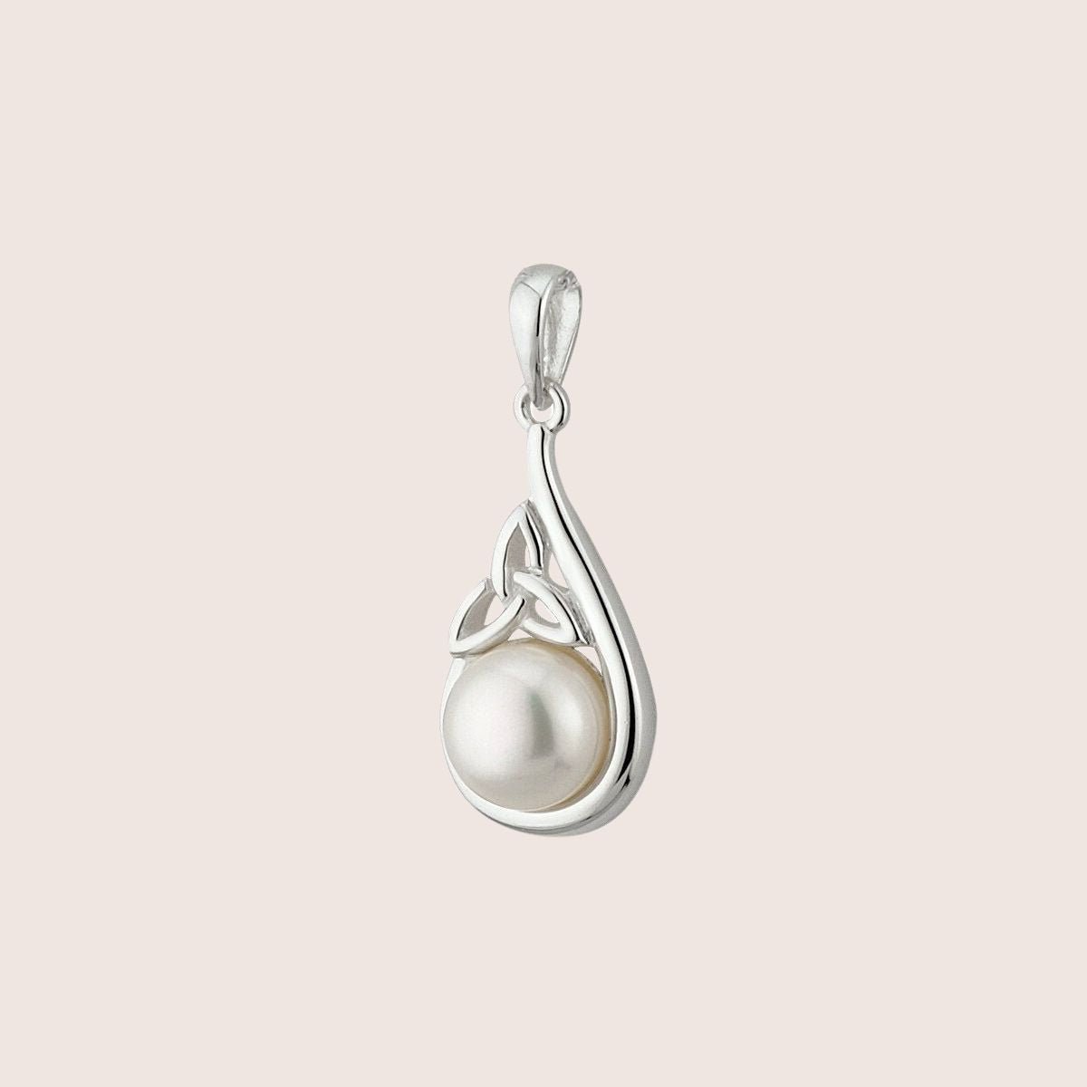 Freshwater Pearl Sterling Silver Trinity Knot Necklace