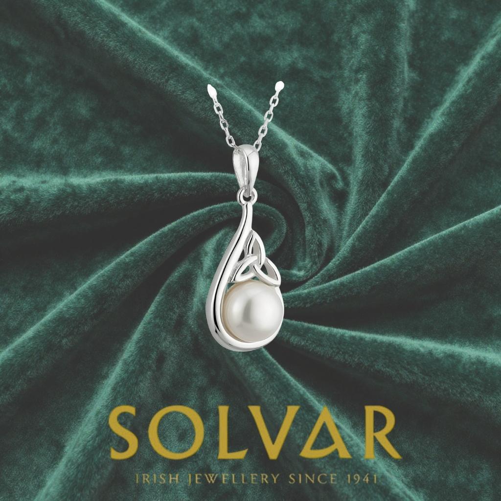 Freshwater Pearl Sterling Silver Trinity Knot Necklace
