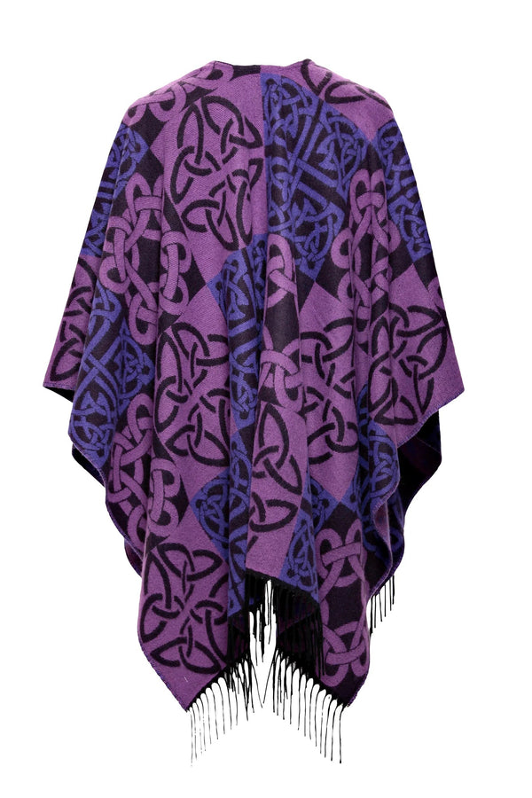 Fringed Shawl with Full Celtic Motif - Purple - The Celtic Gift Store - Scarves & Shawls
