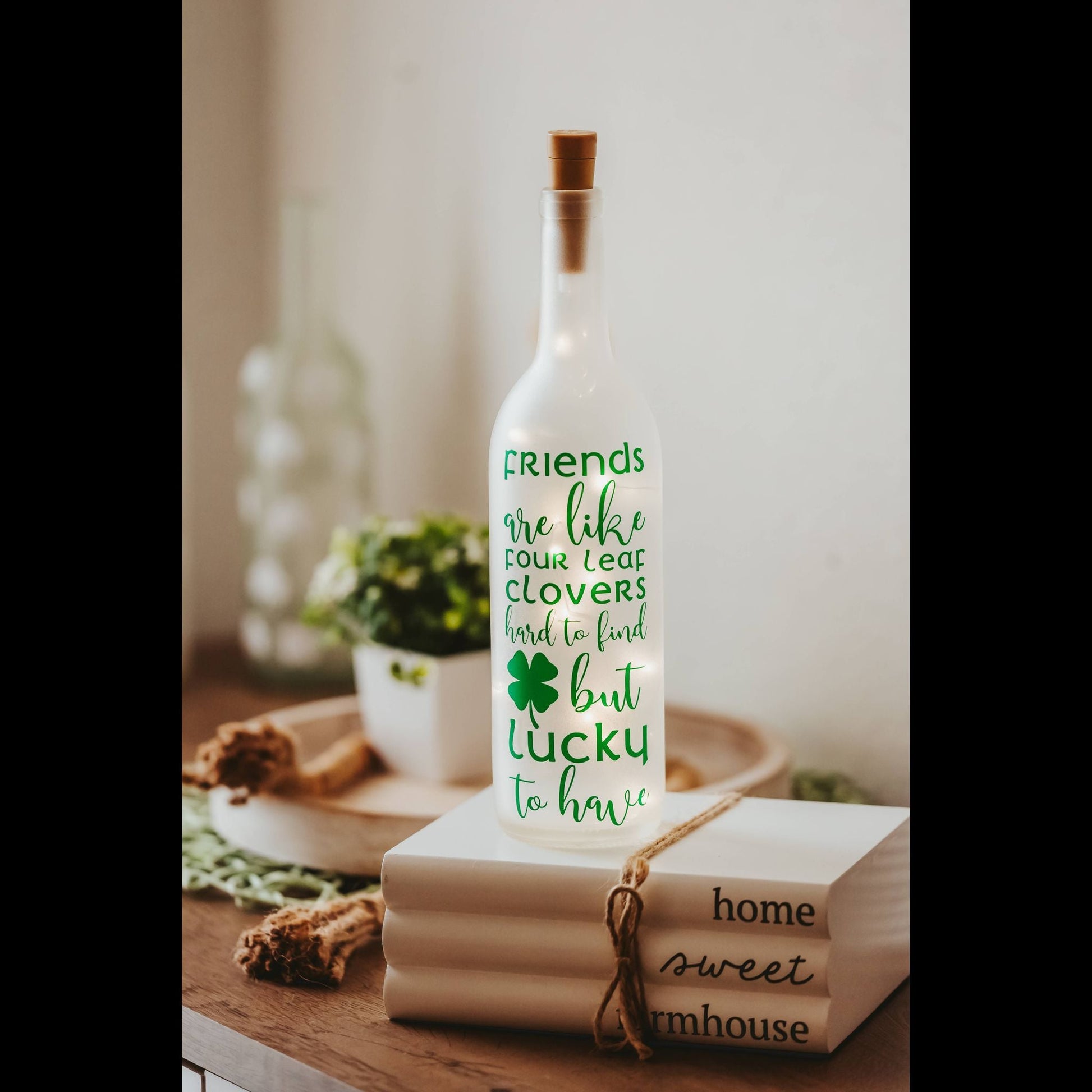 Frosted 'Friends' Light Up Wine Bottle - The Celtic Gift Store - Decor