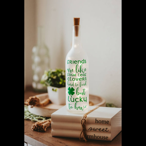 Frosted 'Friends' Light Up Wine Bottle - The Celtic Gift Store - Decor