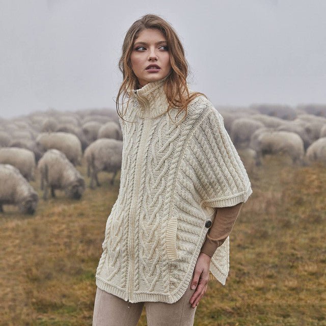 Funnel Neck Poncho Jacket