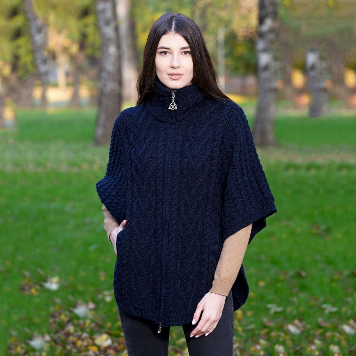 Funnel Neck Poncho Jacket
