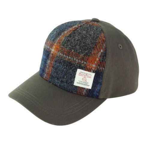 Glen Appin Grey with Rust Overcheck Harris Tweed Baseball Cap - The Celtic Gift Store - Hats