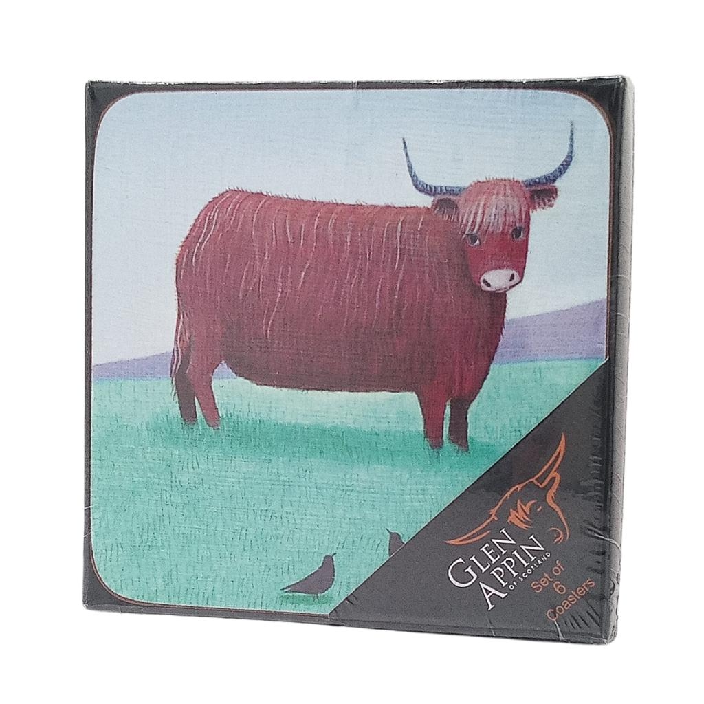 Glen Appin Highland Cow Coasters Set