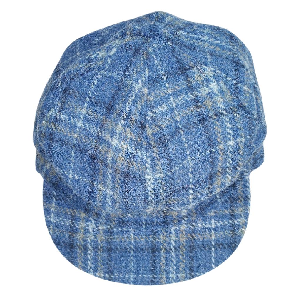 Glen Appin Ladies Light Blue Check Harris Tweed Cap