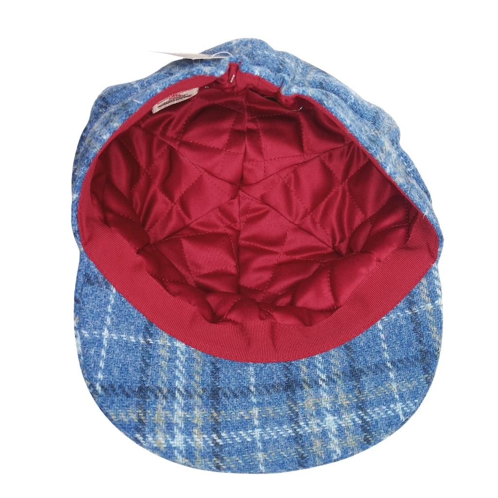 Glen Appin Ladies Light Blue Check Harris Tweed Cap