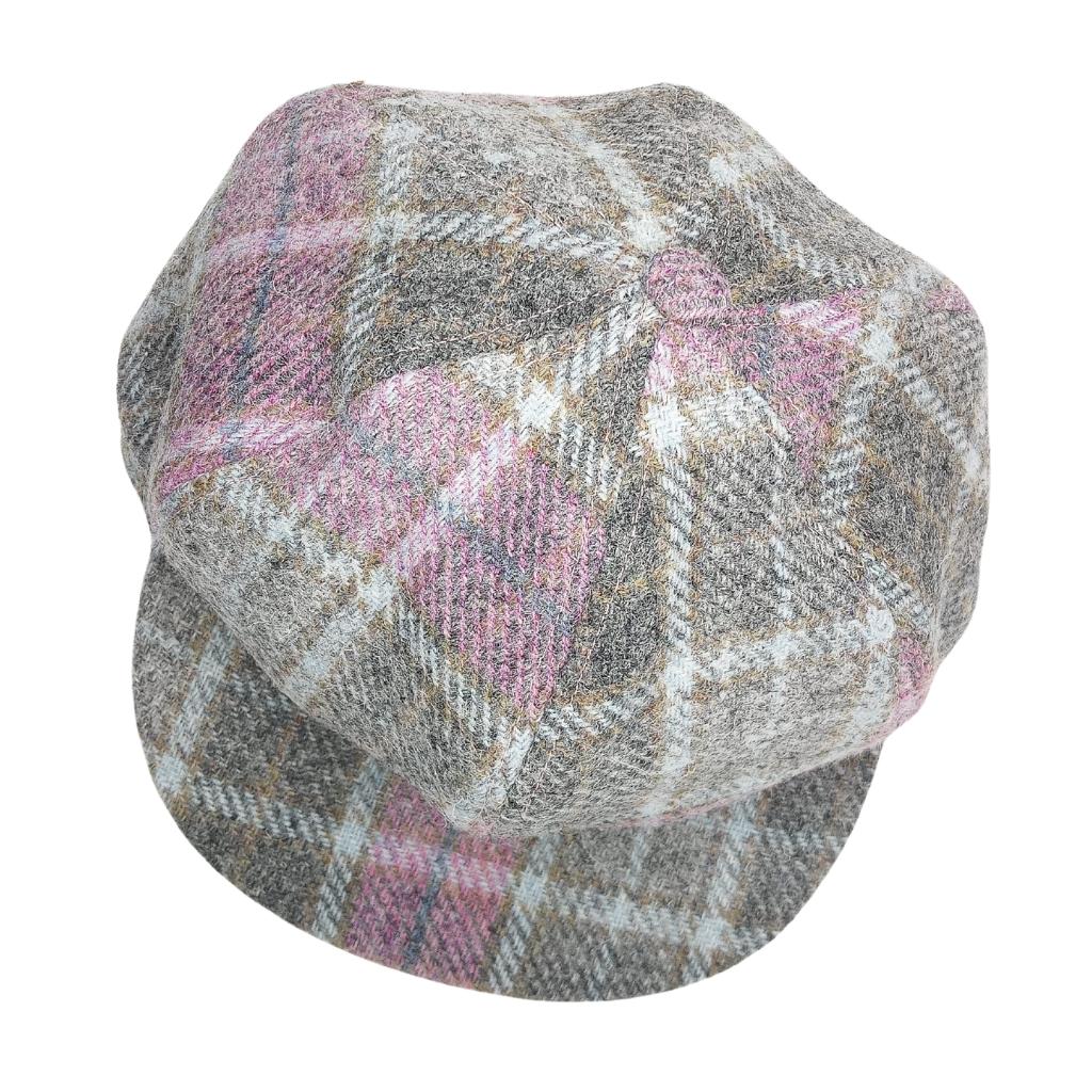 Glen Appin Ladies Soft Pink Buchanan Tartan Harris Tweed Cap