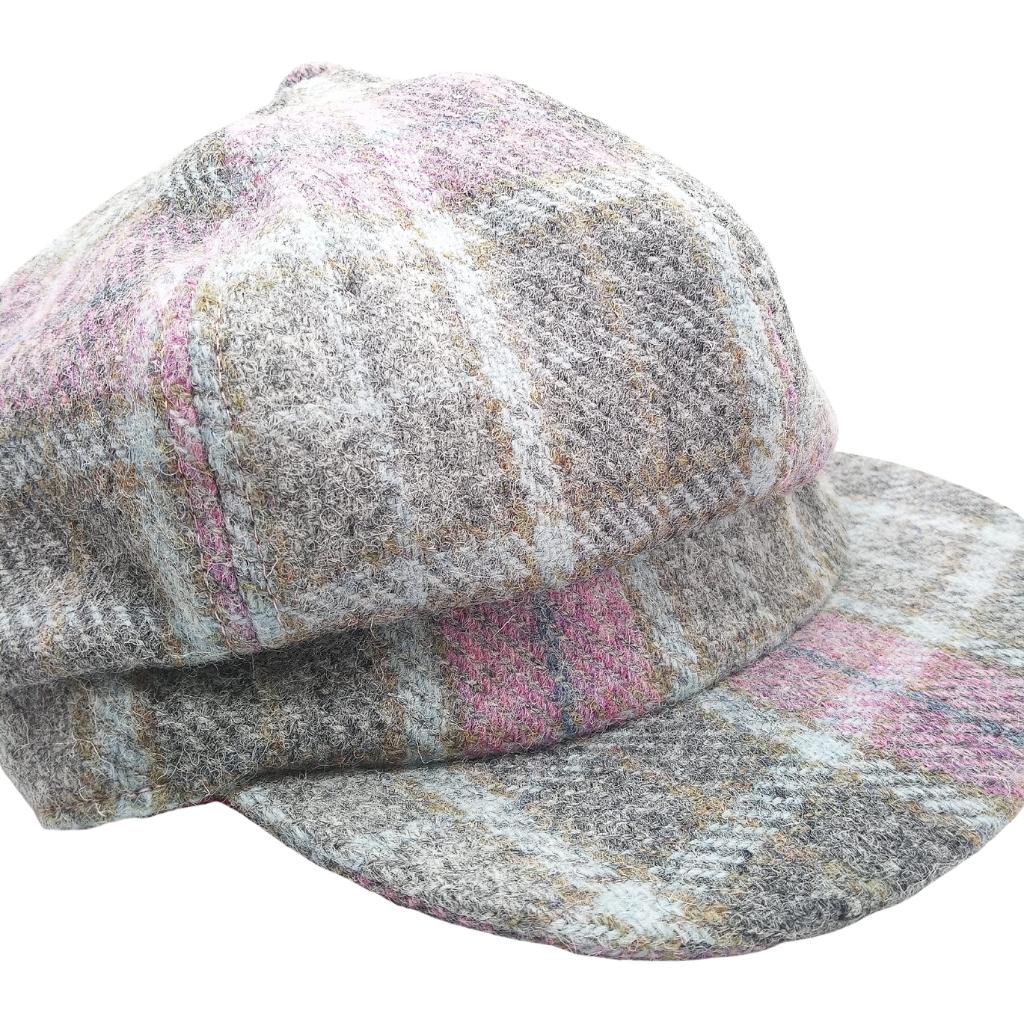 Glen Appin Ladies Soft Pink Buchanan Tartan Harris Tweed Cap