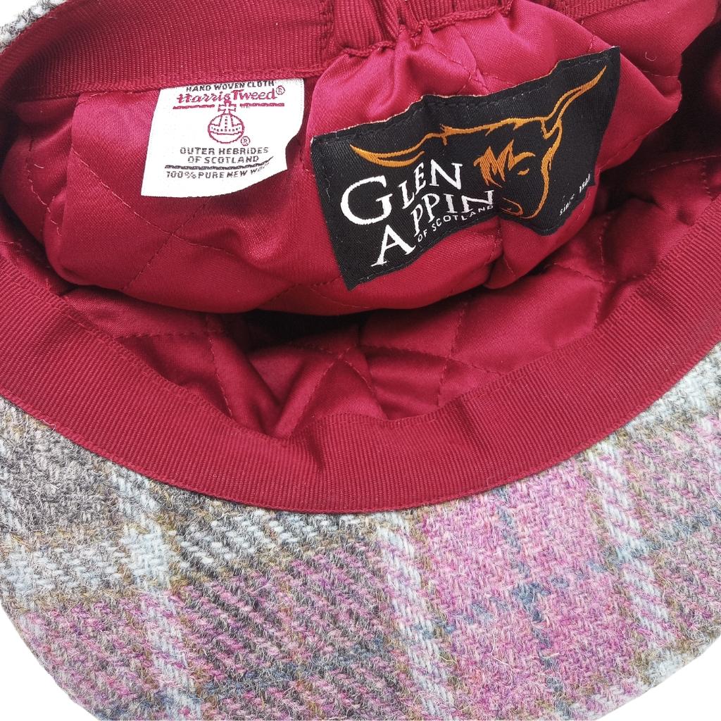Glen Appin Ladies Soft Pink Buchanan Tartan Harris Tweed Cap
