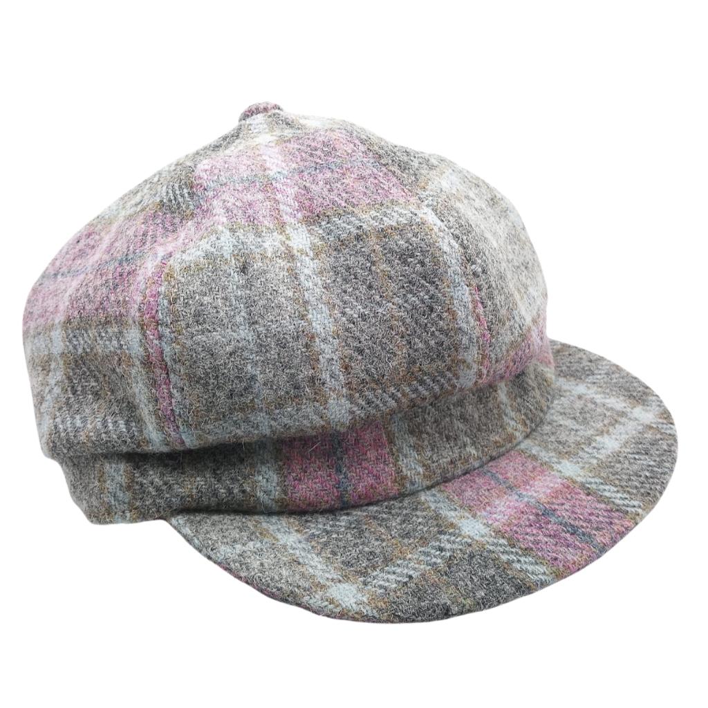 Glen Appin Ladies Soft Pink Buchanan Tartan Harris Tweed Cap