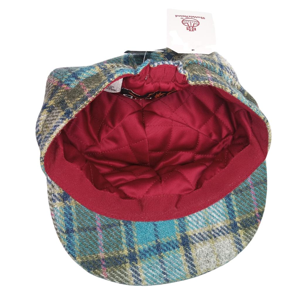 Glen Appin Ladies Turquoise Tartan Harris Tweed Cap