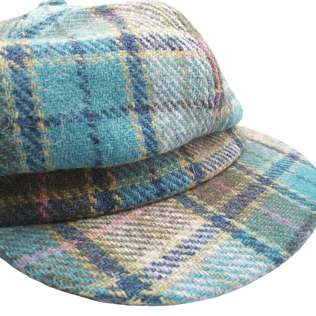 Glen Appin Ladies Turquoise Tartan Harris Tweed Cap