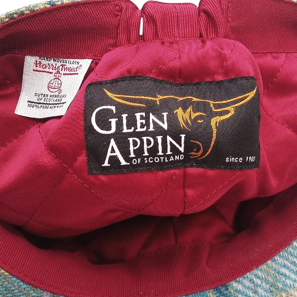 Glen Appin Ladies Turquoise Tartan Harris Tweed Cap