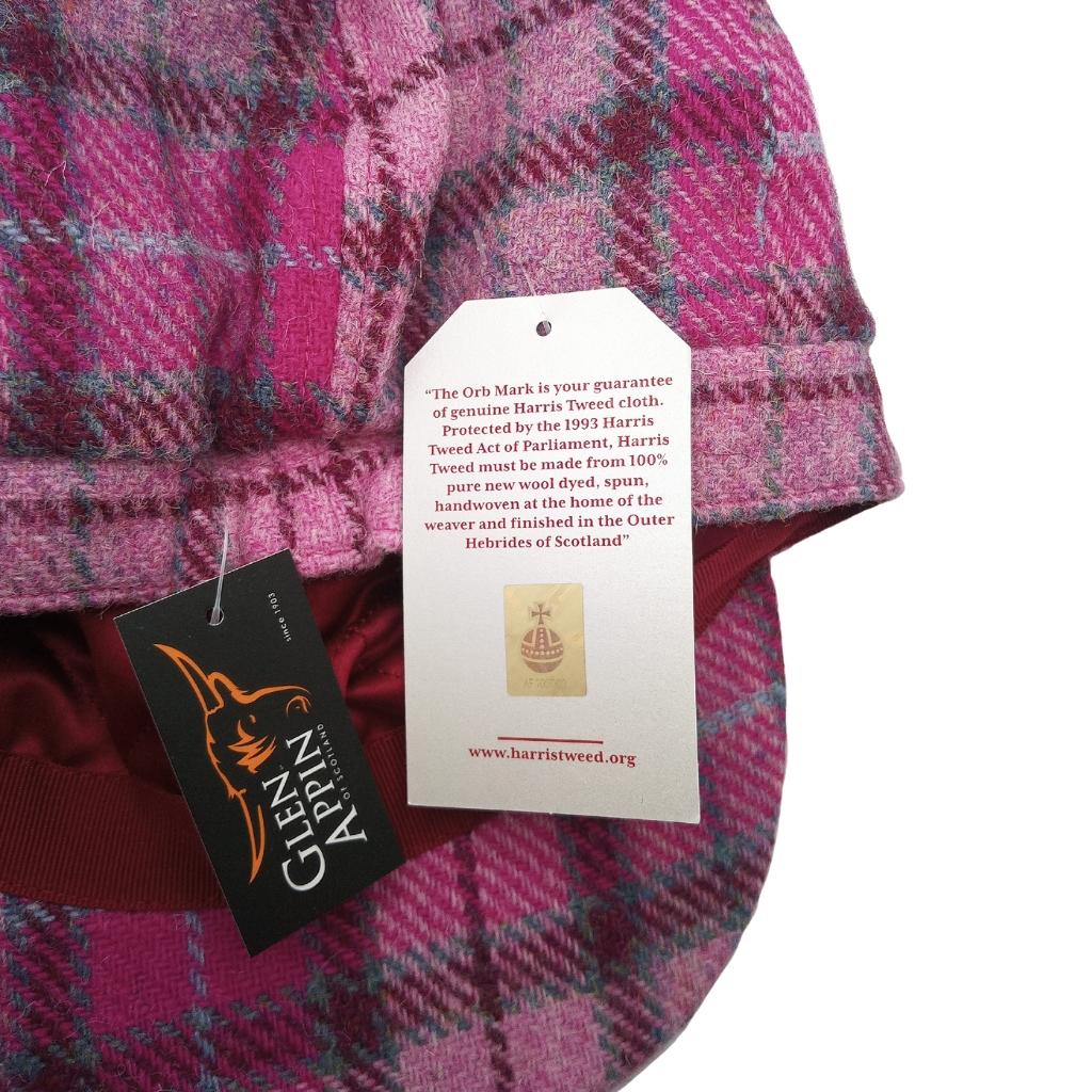 Glen Appin Ladies Vibrant Pink Buchanan Harris Tweed Cap