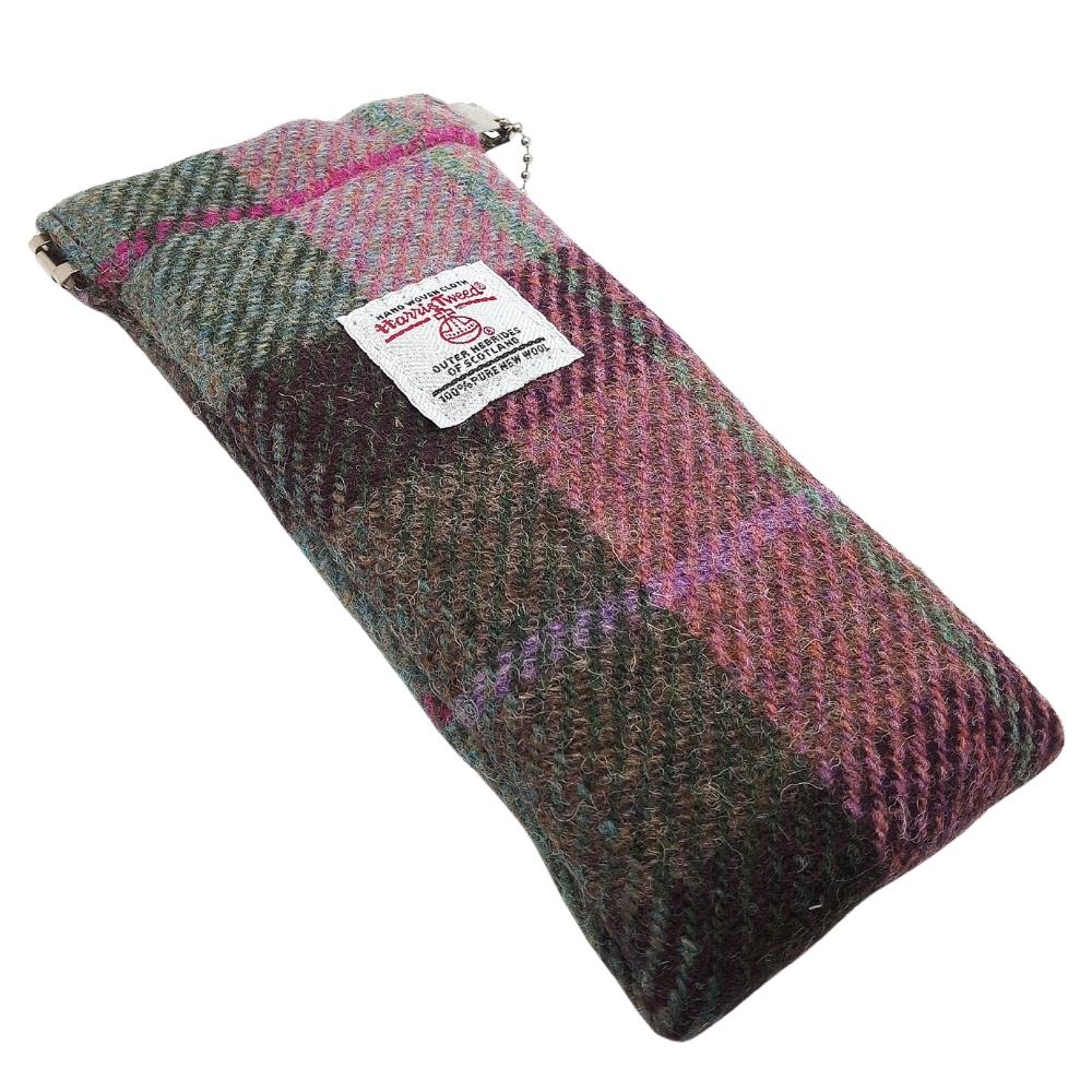 Glen Appin Muted Green and Rose Pink Tartan Harris Tweed Glasses Case