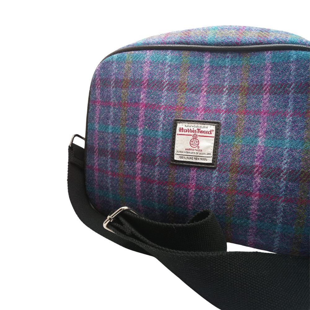 Glen Appin Purple Check Harris Tweed Large Shoulder Bag