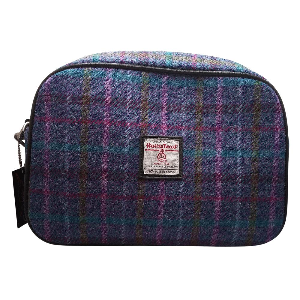 Glen Appin Purple Check Harris Tweed Large Shoulder Bag