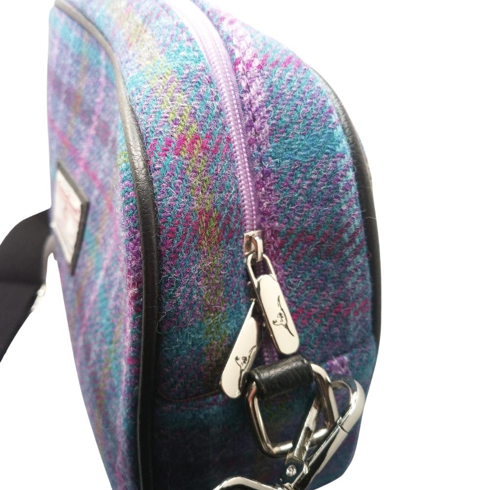Glen Appin Purple Check Harris Tweed Large Shoulder Bag