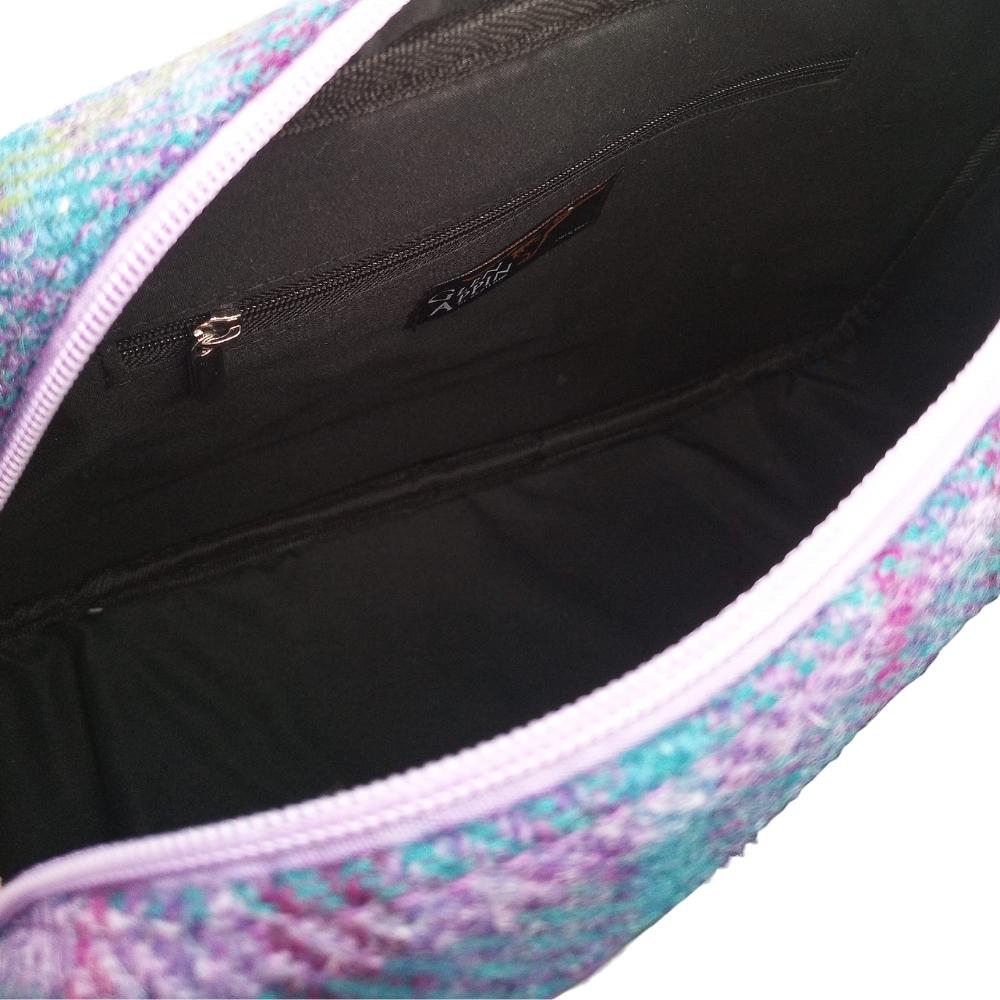 Glen Appin Purple Check Harris Tweed Large Shoulder Bag