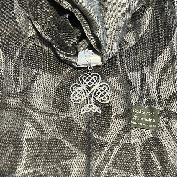 Grey Shamrock Jewelry Scarf - The Celtic Gift Store - 