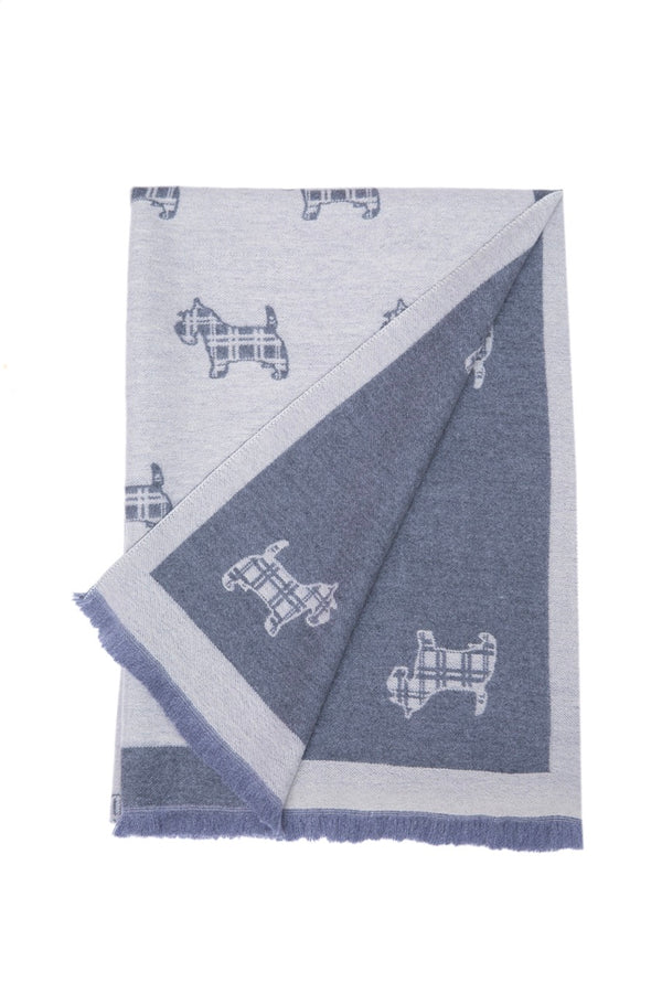 Supersoft Tartan Scotty Dog Scarf - Grey/Dark Grey