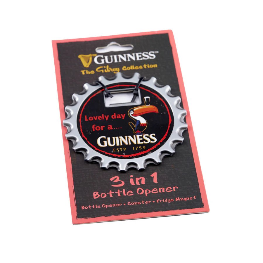 Guinness 3 - in - 1 Bottle Opener, Magnet & Coaster - The Celtic Gift Store - Barware