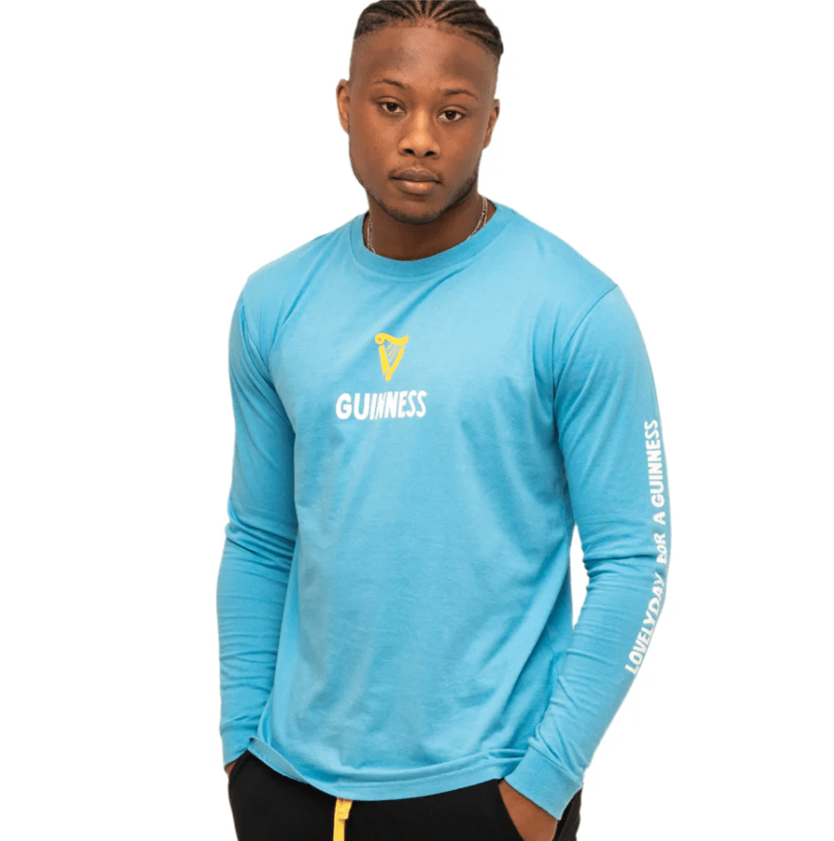 Guinness Lovely Day Blue Longsleeve T-Shirt - The Celtic Gift Store - Clothing