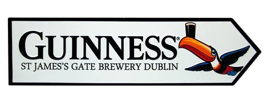 Guinness Metal Road Sign - Toucan St. James's Gate - The Celtic Gift Store - Decor