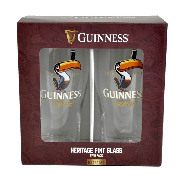 Guinness Toucan Pint Glass Boxed 20oz - 2 Pack - The Celtic Gift Store - Drinkware