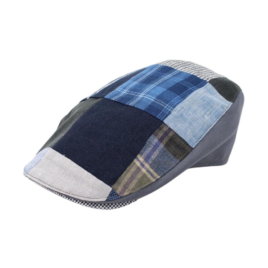 Hanna Hats Linen Donegal Touring Cap - Grey and Blue Patchwork by Hanna Hats - Hats