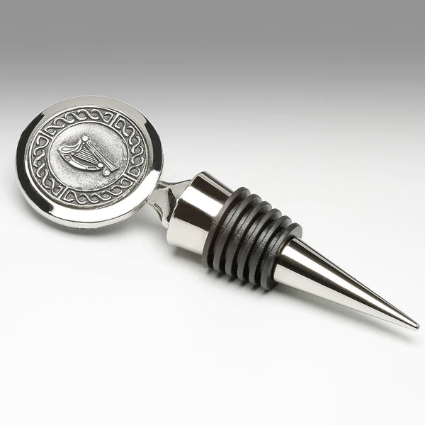 Mullingar Pewter Celtic Harp Wine Stopper