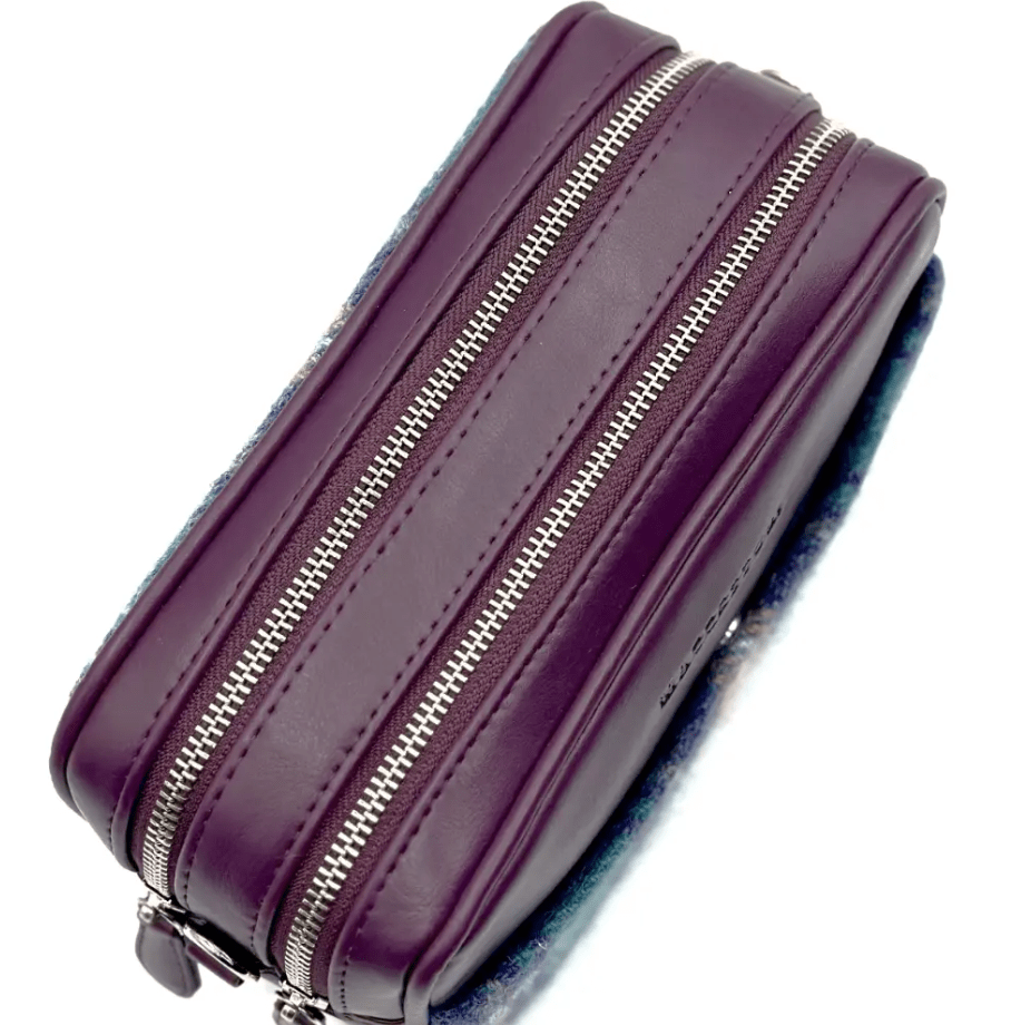 Harris Tweed Camera Bag - Green and Purple Plaid - The Celtic Gift Store - Handbags