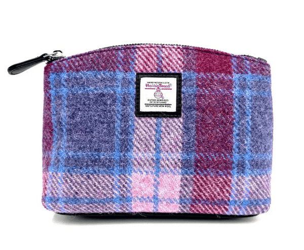 Harris Tweed Cosmetic Bag - Pink and Blue Tartan - The Celtic Gift Store - Apparel & Accessories