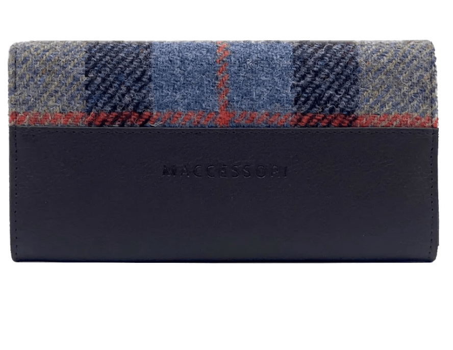 Harris Tweed Envelope Wallet - Blue and Brown Plaid - The Celtic Gift Store - Apparel & Accessories