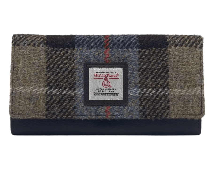 Harris Tweed Envelope Wallet - Blue and Brown Plaid - The Celtic Gift Store - Apparel & Accessories