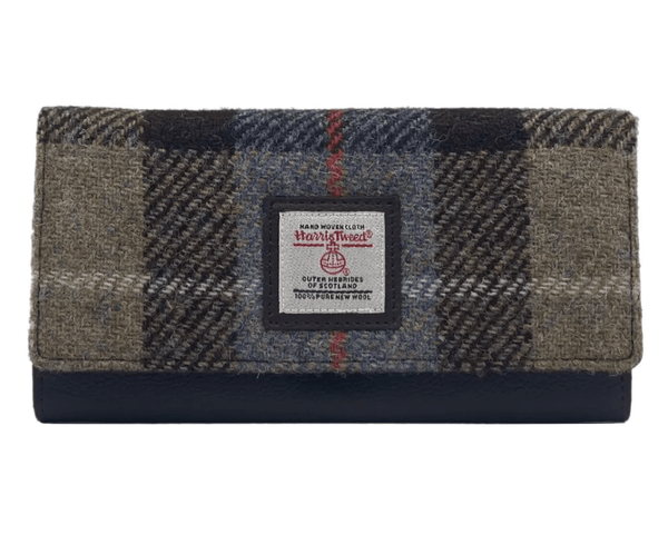 Harris Tweed Envelope Wallet - Blue and Brown Plaid - The Celtic Gift Store - Apparel & Accessories