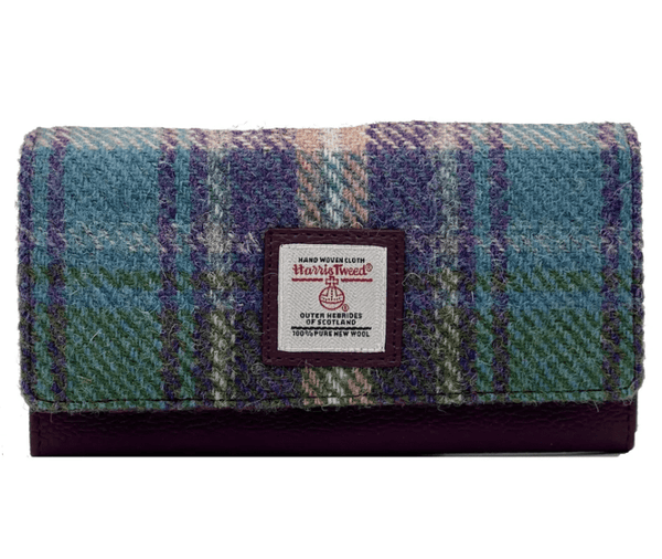 Harris Tweed Envelope Wallet - Green and Purple Plaid - The Celtic Gift Store - Apparel & Accessories