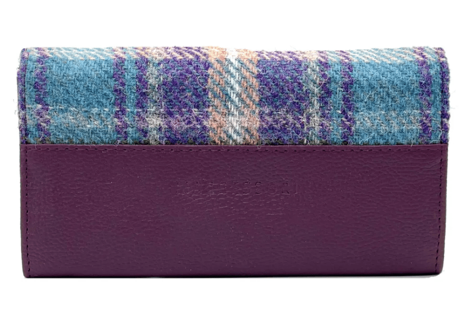 Harris Tweed Envelope Wallet - Green and Purple Plaid - The Celtic Gift Store - Apparel & Accessories