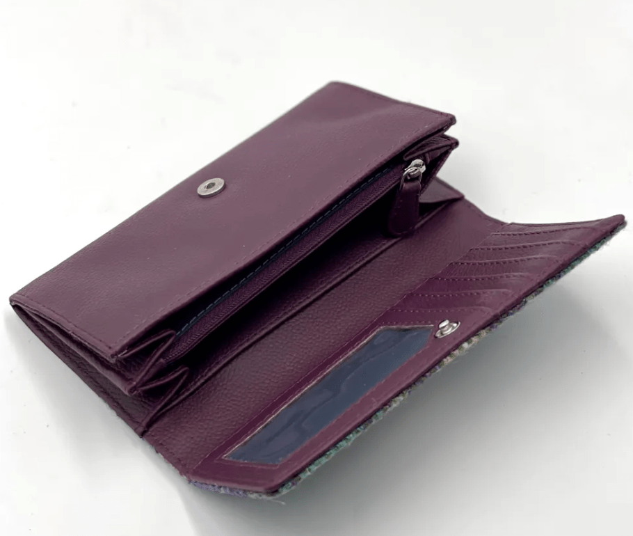 Harris Tweed Envelope Wallet - Green and Purple Plaid - The Celtic Gift Store - Apparel & Accessories