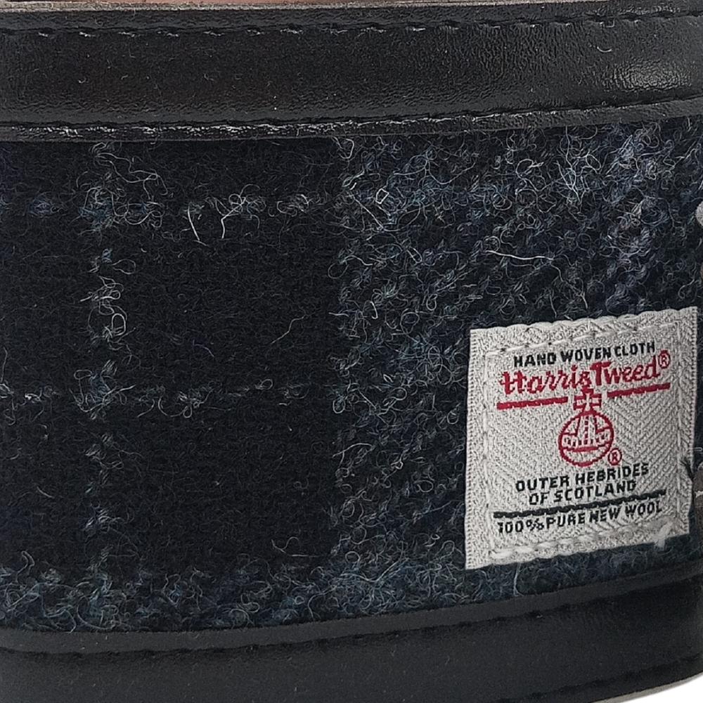 Harris Tweed Hip Flask Gift Set- Grey and Black Tartan