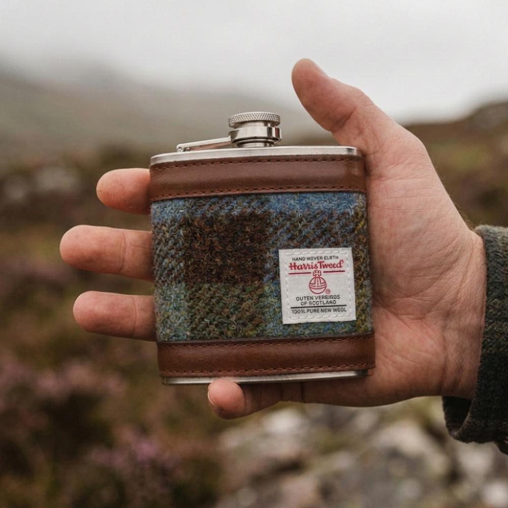 Harris Tweed Hip Flask- Macleod Tartan