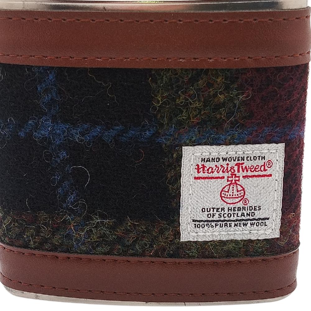 Harris Tweed Hip Flask- Rust Check