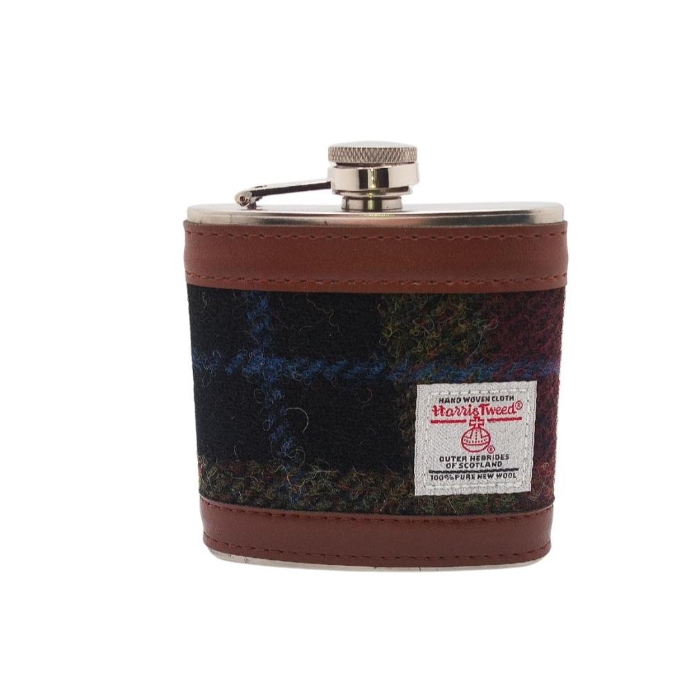 Harris Tweed Hip Flask- Rust Check