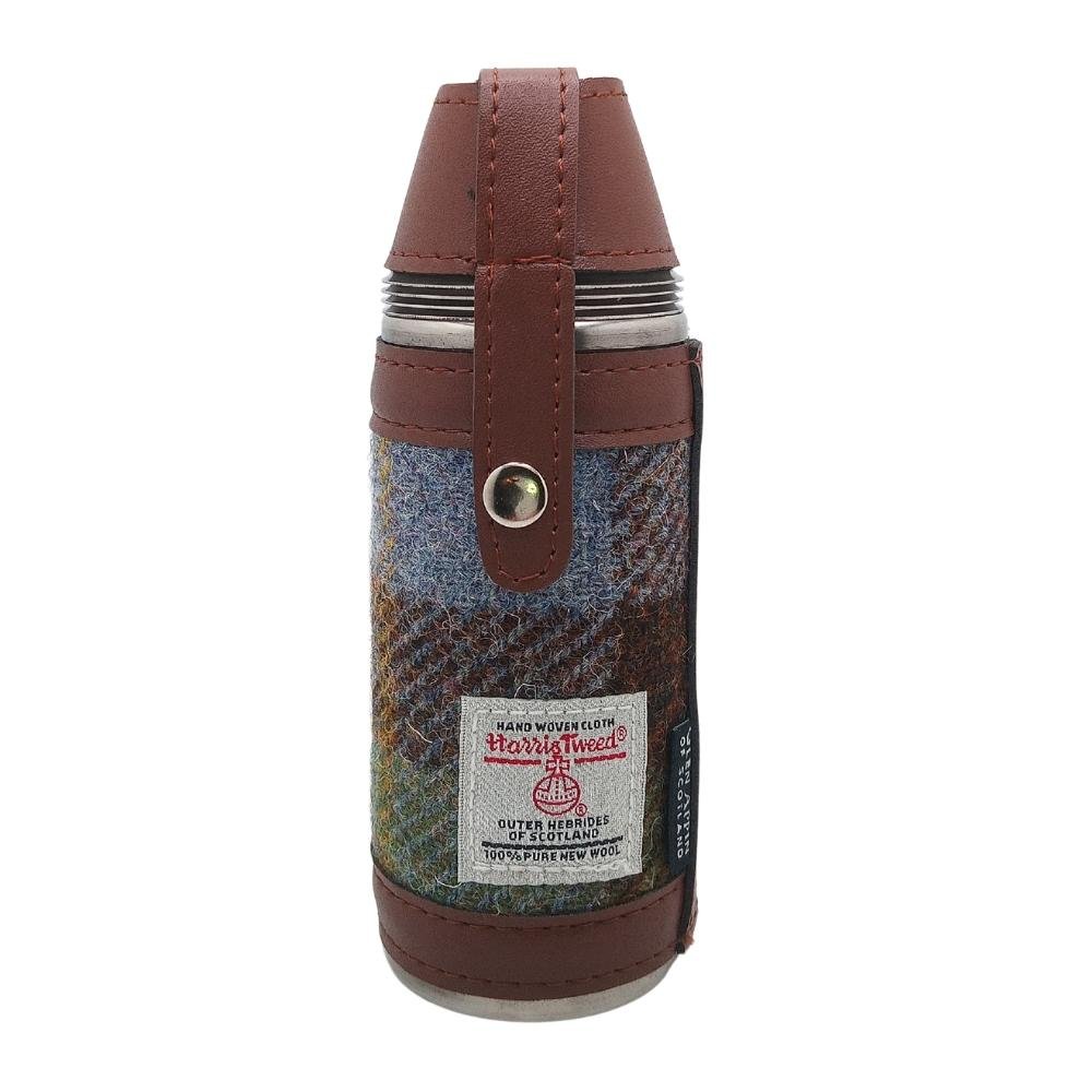 Harris Tweed Hunting Flask With Shot Glasses- Macleod Tartan