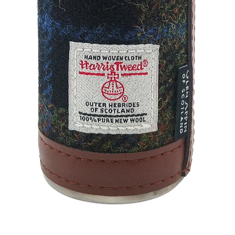 Harris Tweed Hunting Flask With Shot Glasses- Rust Check