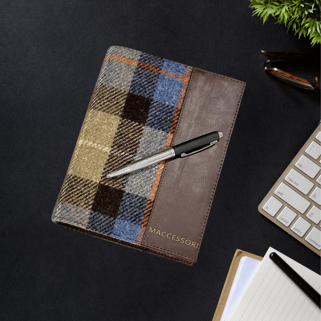 Harris Tweed Notebook - Blue and Brown Plaid - The Celtic Gift Store - Apparel & Accessories