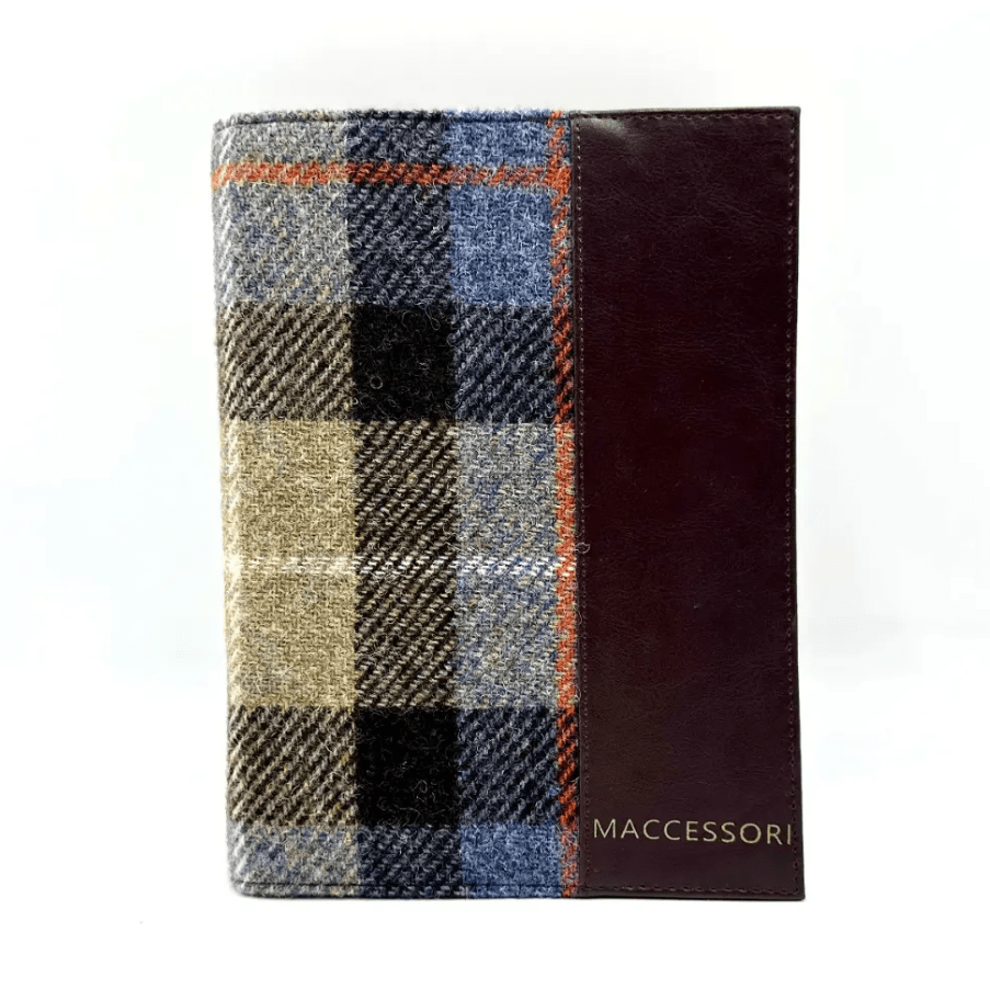 Harris Tweed Notebook - Blue and Brown Plaid - The Celtic Gift Store - Apparel & Accessories